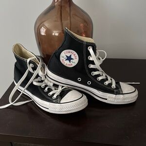 Converse Black and White High-Tops (W 7/M 5)